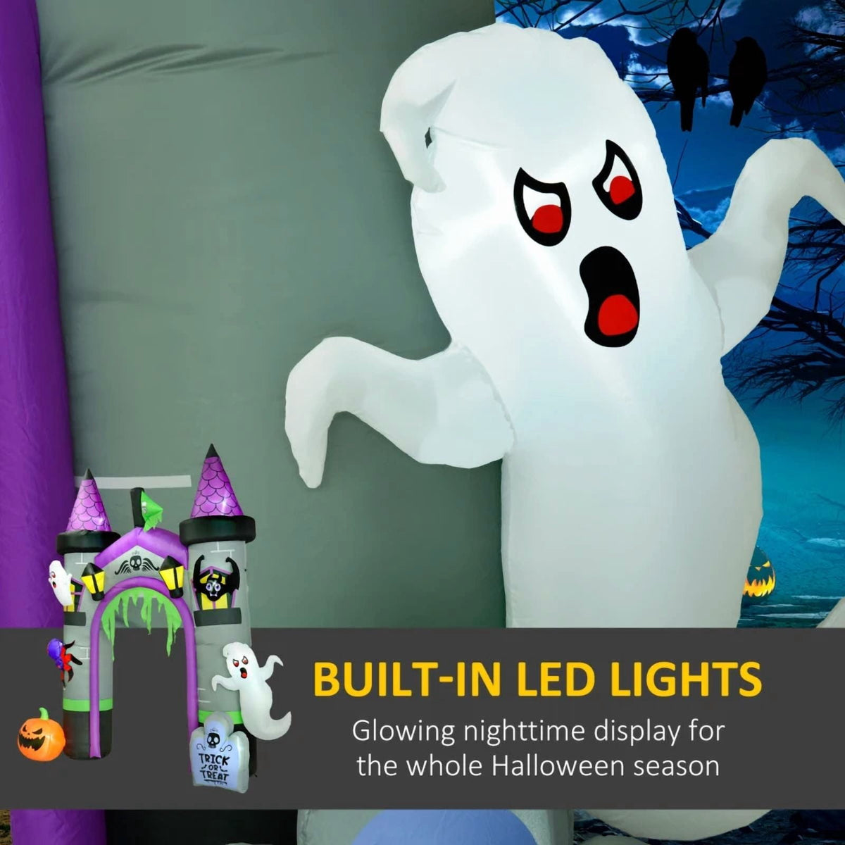 Inflatable Halloween Archway Modern Lightweight Weather Resistant Lighted Easy Setup Durable