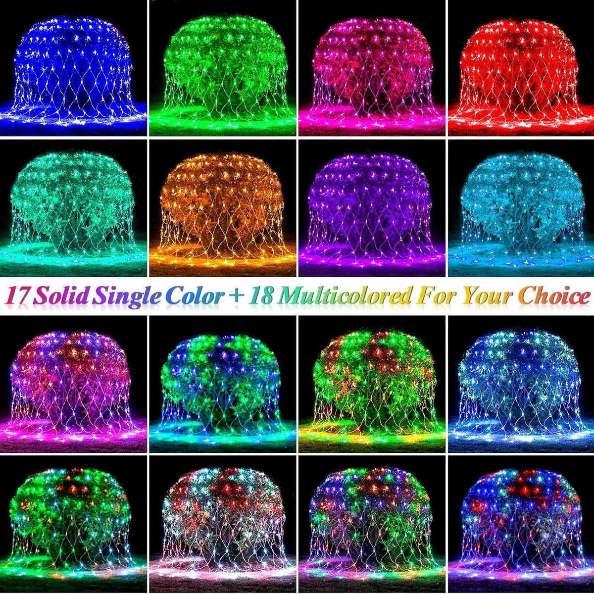 204 LED Christmas Net Lights Outdoor Connectable, 9.8FT x 6.6FT | 35 Colors Changing Halloween Net Lights with Remote, 9 Modes RGB Mesh Light Plug in for Bushes, Xmas, Garden, Holiday Decor