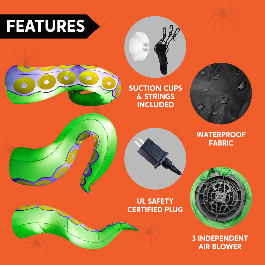 Joyfy 9 ft Halloween Inflatable UFO Alien Decoration with Built-in LEDs,UFO Halloween Decorations Outdoor Blow Up Yard Lawn Decoration