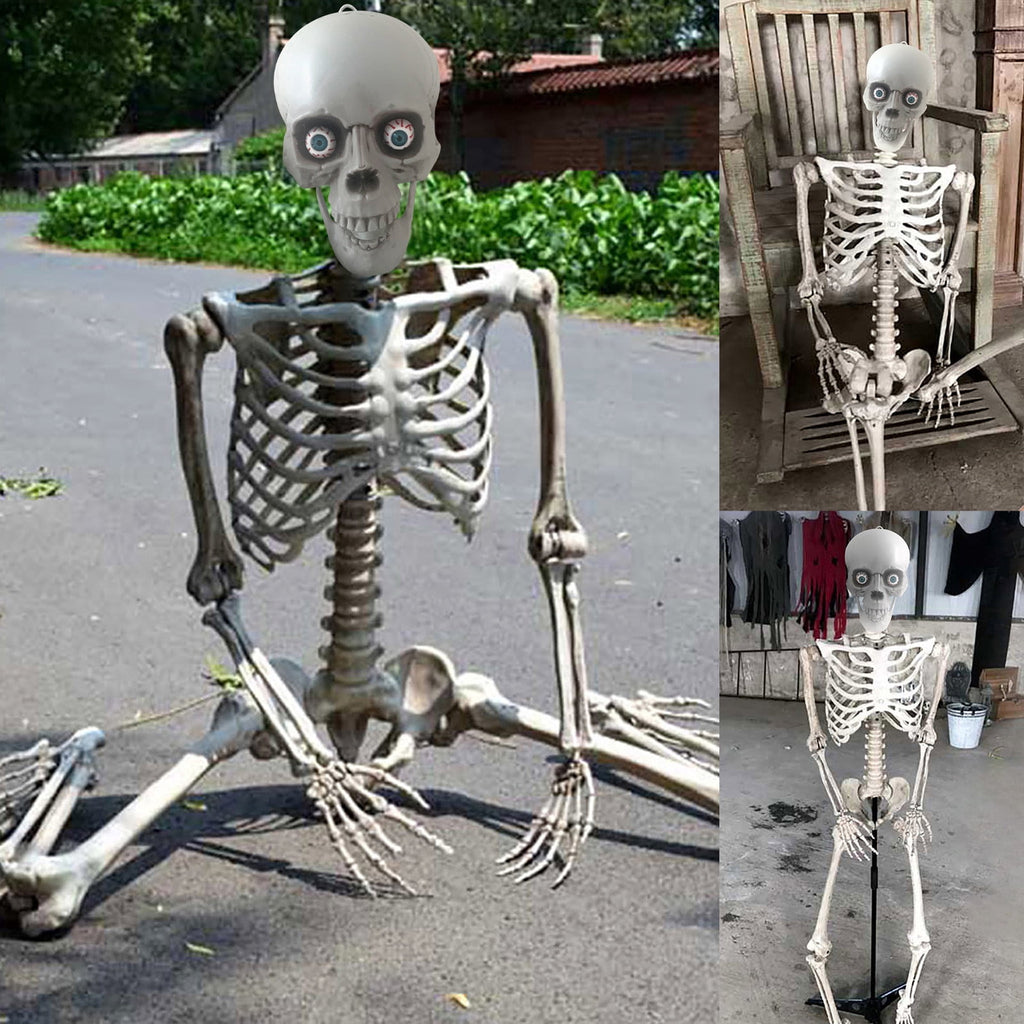 FAMTKT 63inch Halloween Skeleton Halloween Decorations, Halloween Skeleton Prop Human Full Size Skull Hand Life Body Anatomy Model Decor Skull Party Decorations