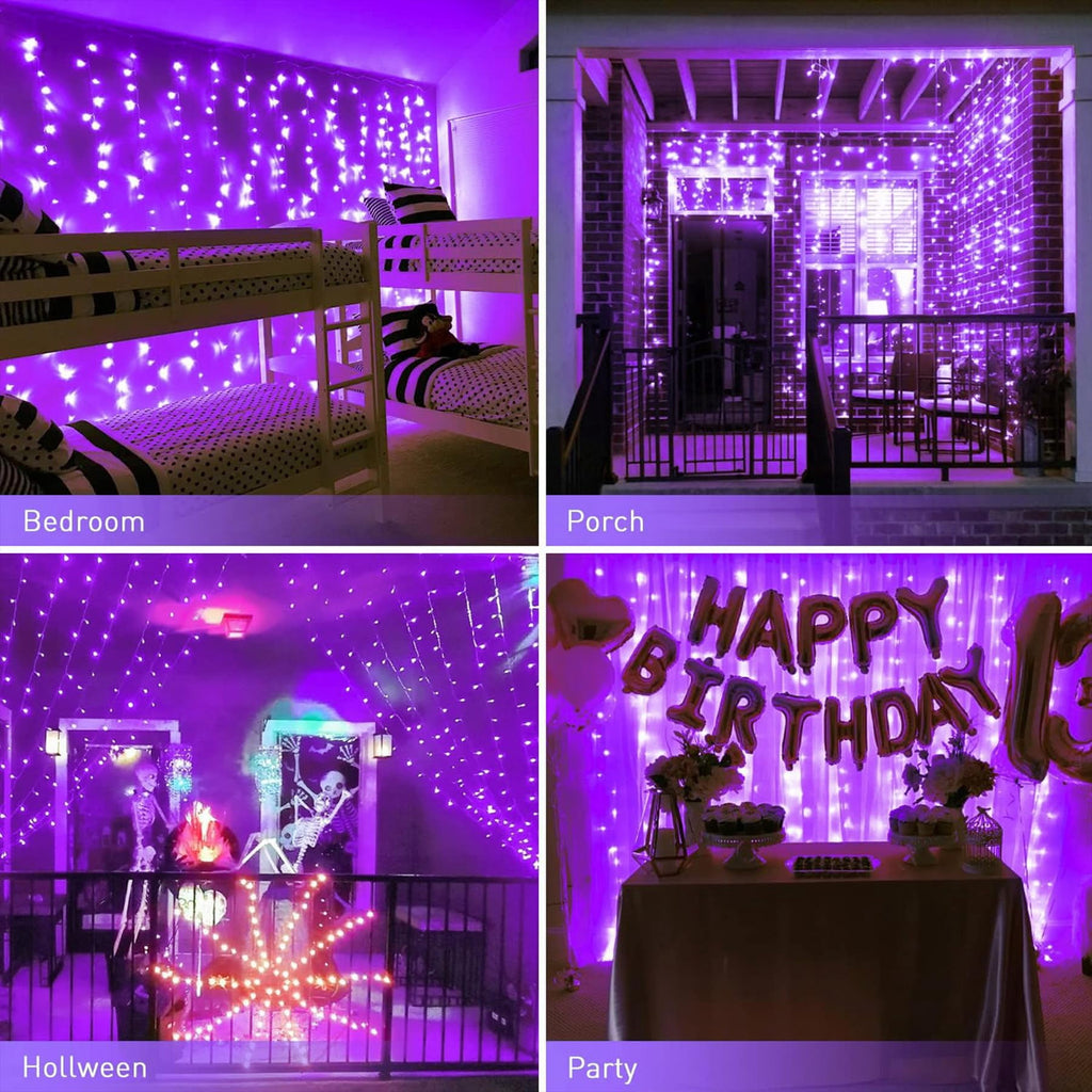 9.5x29.5ft Curtain Lights 900 LED White Indoor Outdoor Decor