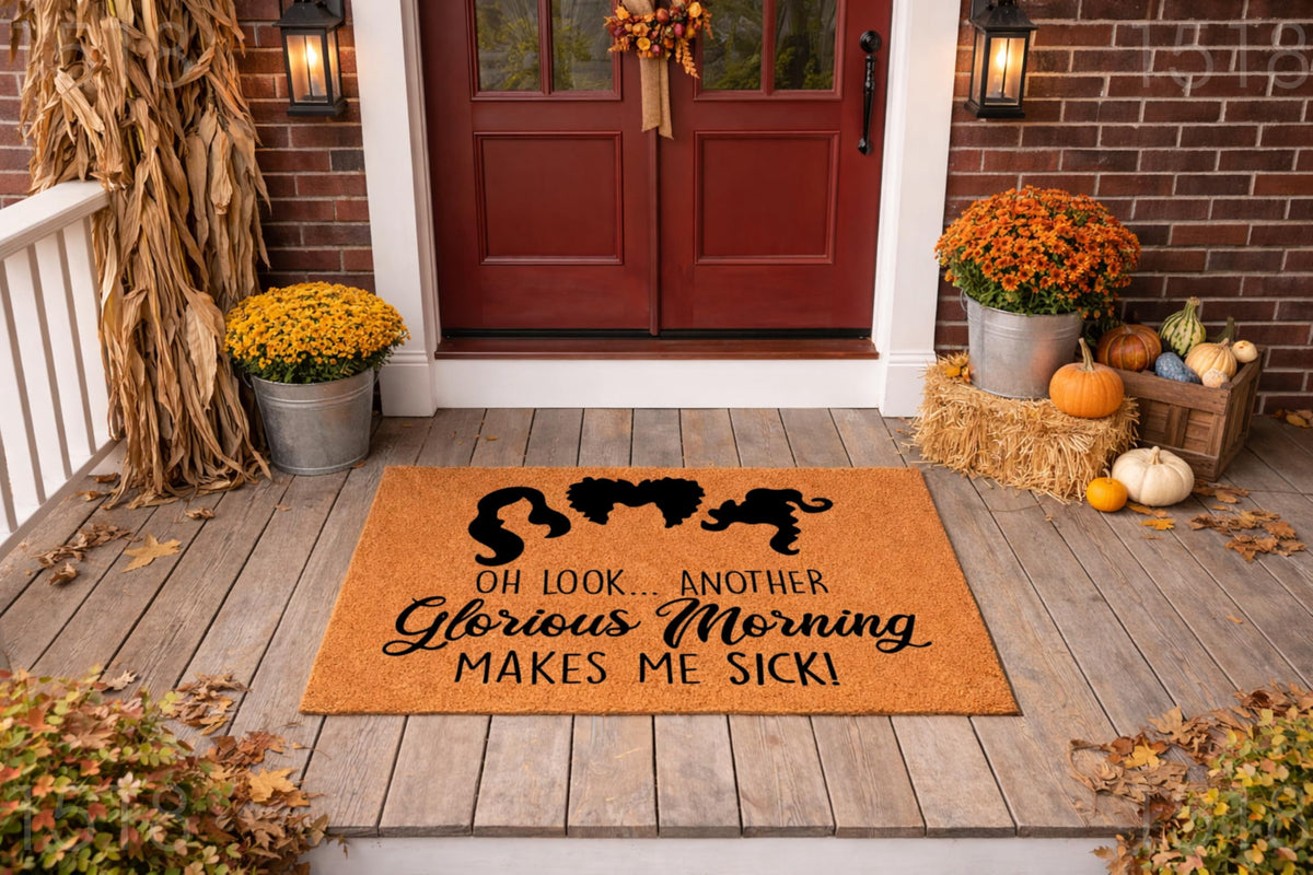 Oh Look Another Glorious Morning Makes Me Sick Doormat, Funny Halloween Welcome Mat, Indoor Outdoor Entryway Door Mat (24x72 inches) WoodByStu 1518