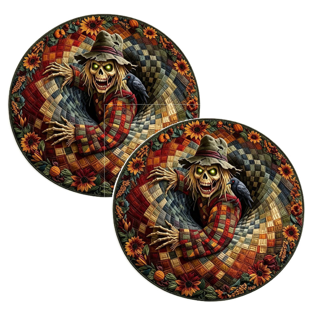 2Pcs 3D Round Halloween Doormat Set – Witch Hat Black Cat & Pumpkin Skull Design, Non-Slip Polyester Entry Mat For Indoor/Outdoor, Spooky Cute Fall Decor, Perfect Gift For Halloween Lovers (48X48")