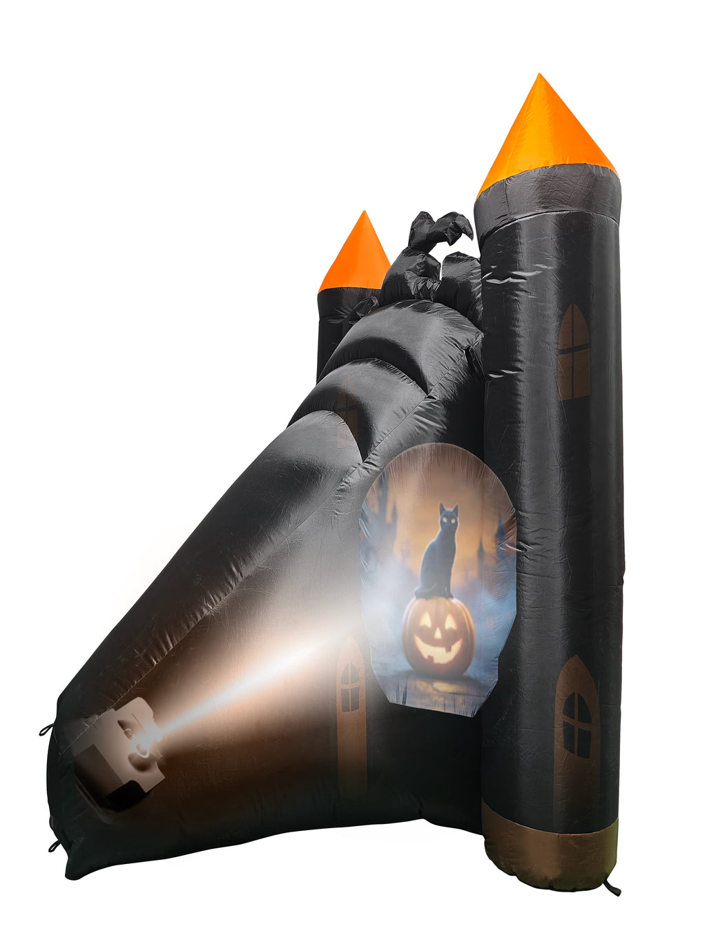 7 Ft Inflatable Haunted Castle with Built in Video Projector & Speaker, 63 Minutes of Halloween Animations & Spooky Music, Self Inflating Outdoor Halloween Yard Decoration