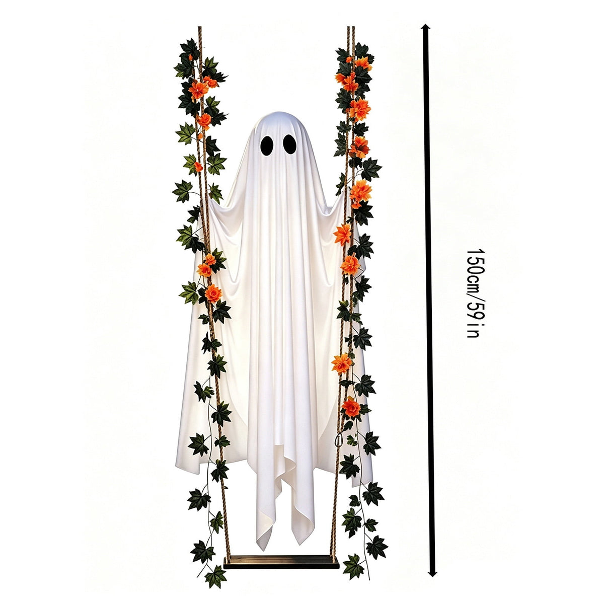 Outdoor Halloween Decorations Gaslight Ghoul, 79" Tall Hanging Skeleton Holding Street Light with Creepy Blue Eyes, Tattered Robe Ghost Decor for Yard Patio Walkway, Front Porch, Road