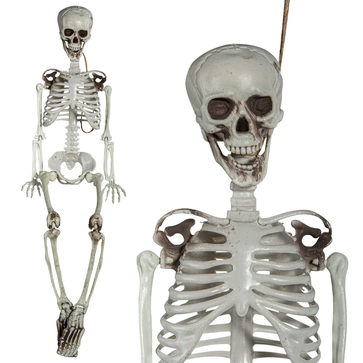 2Pcs 90Cm Human Skeleton Ornament Halloween Party Bar Props Halloween Full Body Skeleton Props Realistic Human Bones With Movable Joints For Halloween Part Event Party