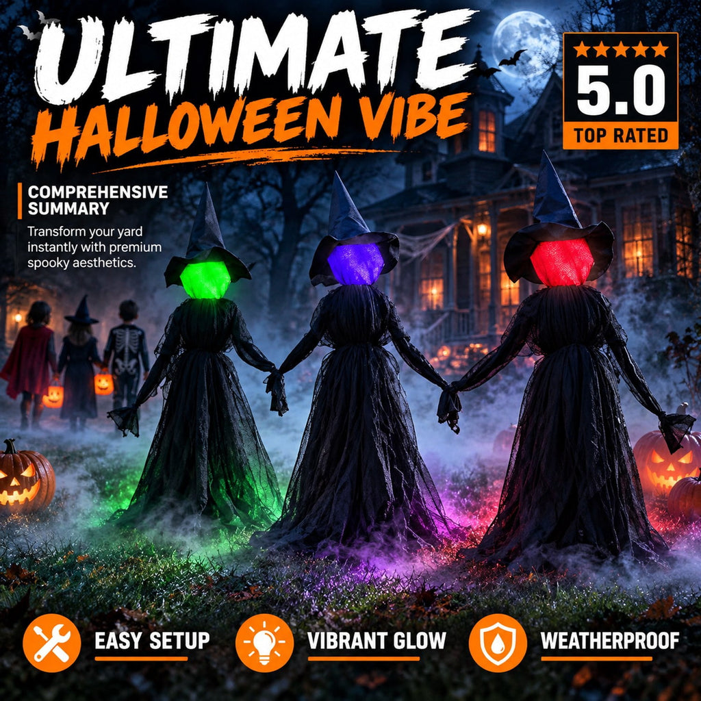 Lighted Halloween Witches RGB Yard Stakes 3 Pack 63 Inch