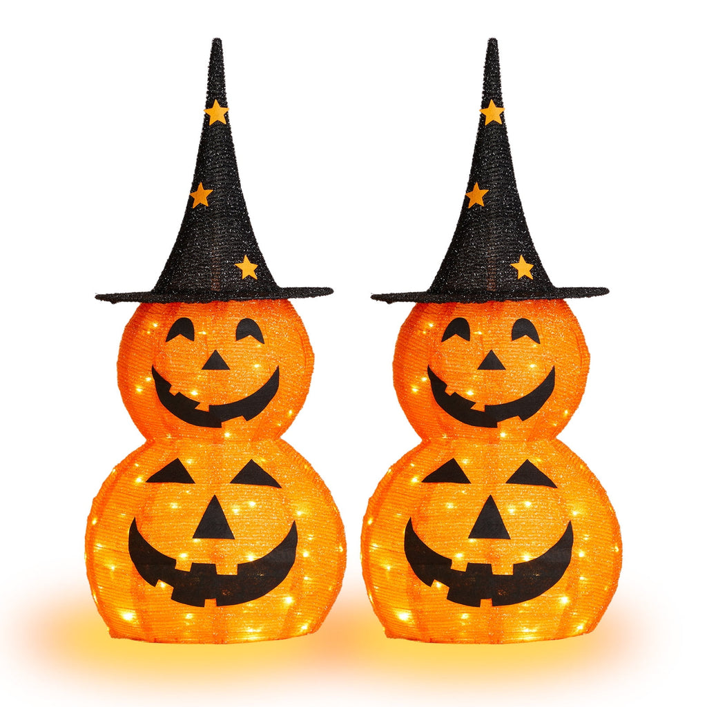 Ktaxon 3FT Pumpkins Halloween Lighted Pumpkin Outdoor Decoration for Holiday Lawn Garden Party,2Pcs