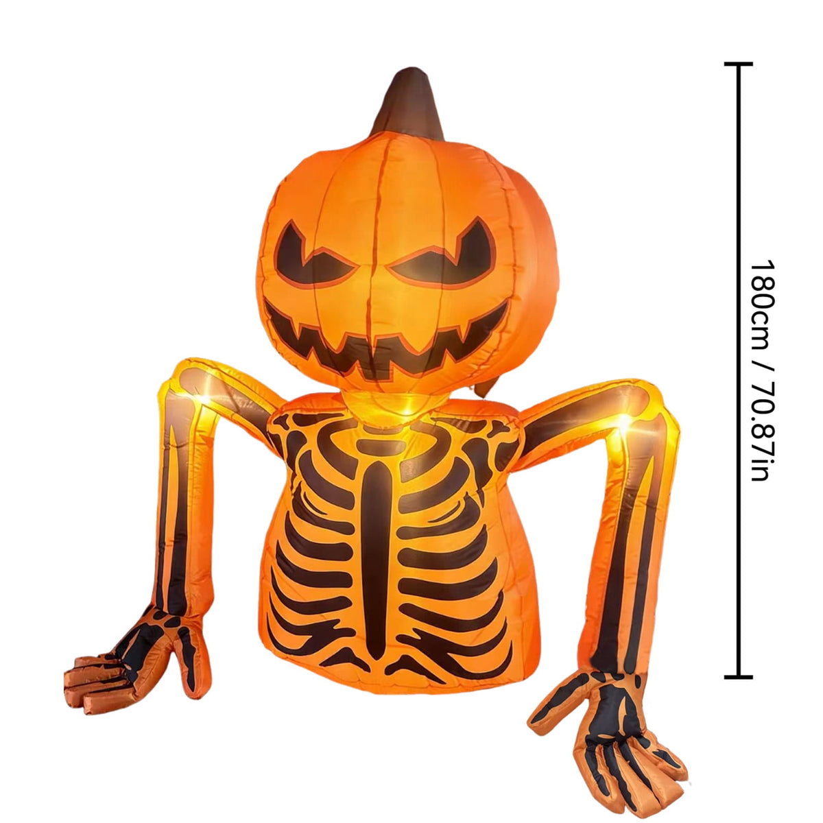Diceymbol 6 Ft Lighted Halloween Inflatable Pumpkin Skeleton Decoration, Orange Jack O Lantern Skull Outdoor Yard Lawn Porch Halloween Decor