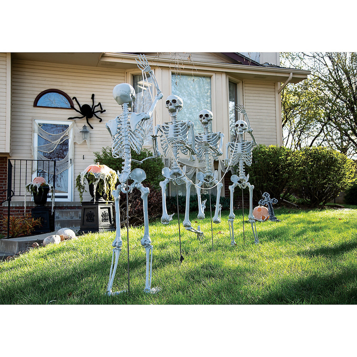 Life Size Posable Skeleton Halloween Decorations, Home Decor, Halloween, 4 Pieces