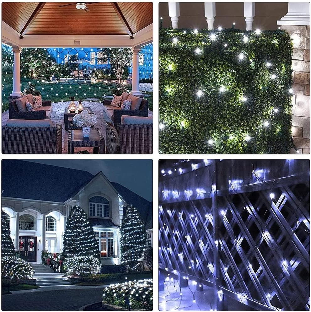 Garden Net Lights Battery Operated 4x6M 672LED Waterproof Net Mesh String Lights 8 Modes Fairy Lights for Indoor Outdoor Christmas Tree Bush Garden Backyard Décor
