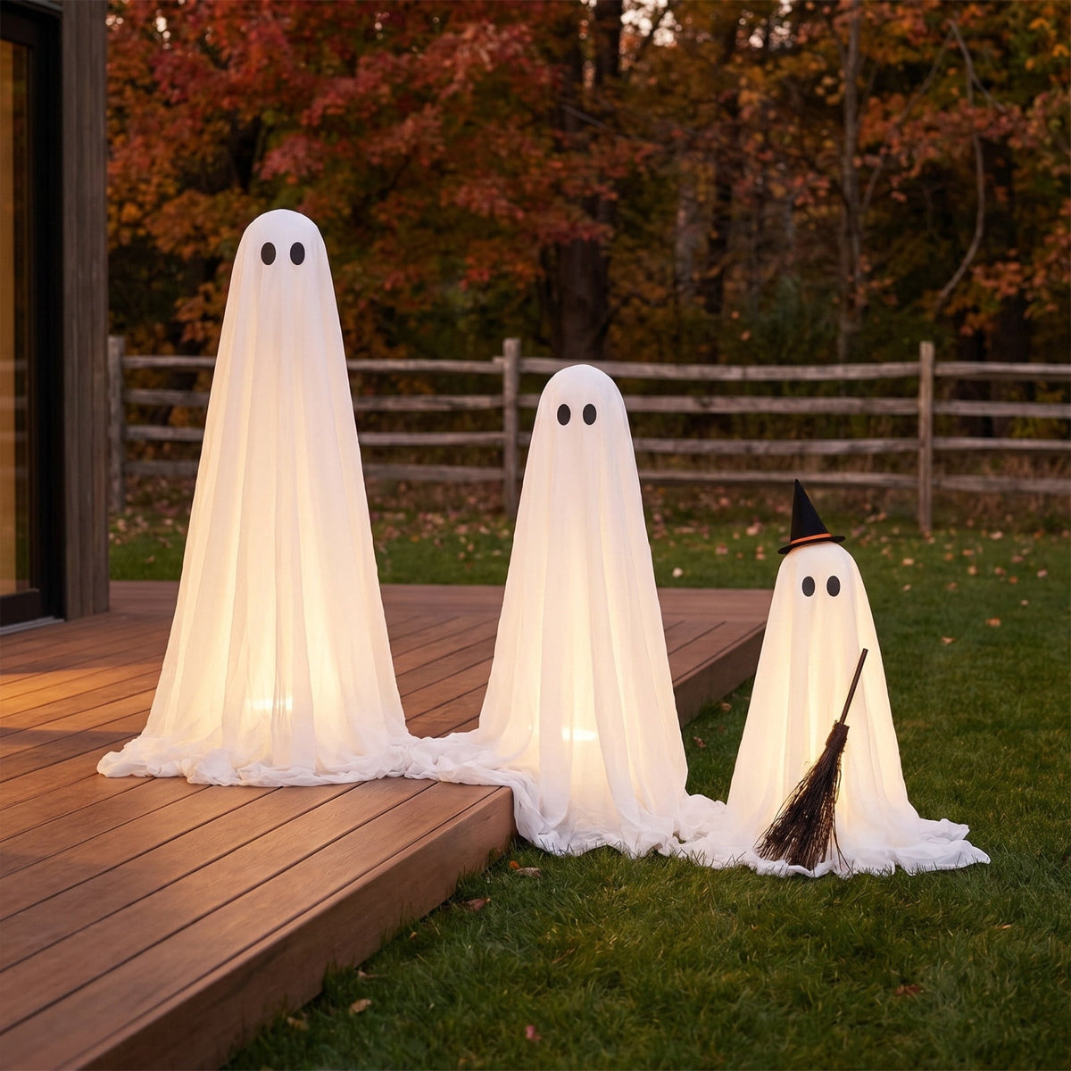 Halloween Decorations 3PC Light Up Ghost Spooky Ghost Decor with Remote for Porch Home Indoor Outdoor Garden Yard Lawn Party Decor