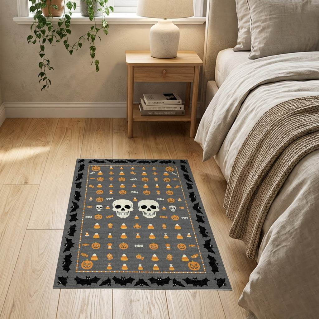 ODIKA 8'x10' Washable Area Rug Halloween Harvest Spirits Grinning Lantern Entrance Doormat Door for Living Room, Under Sectional, Family , Durable, Non-Slip
