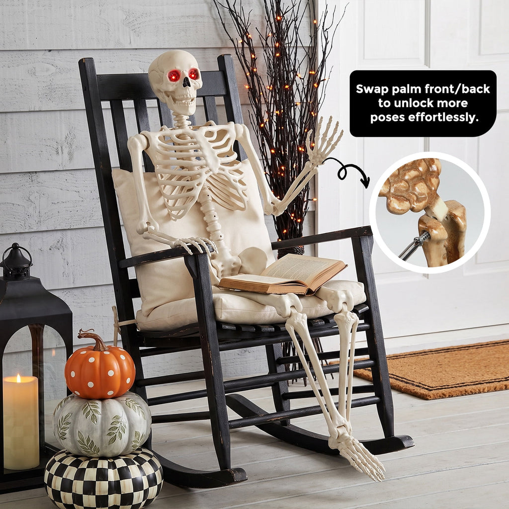 Ayieyill 5.4ft Halloween Skeleton Decorations, Weathered Posable Skeleton Decor for Halloween Decorations Outdoor Indoor