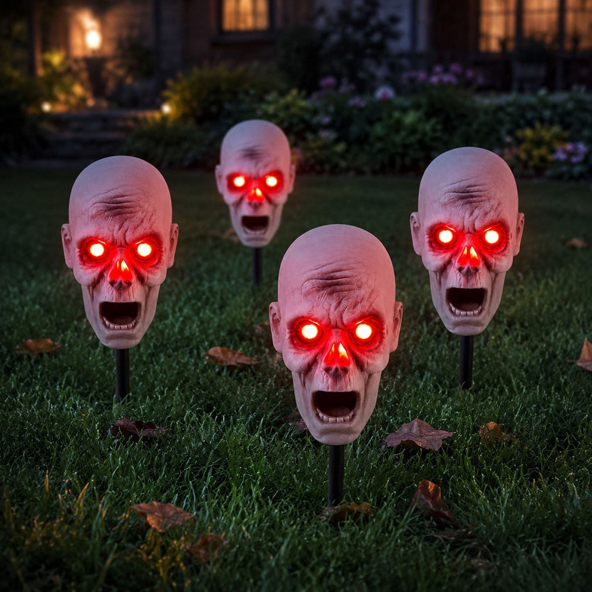 Halloween Lighted Skeleton Decor Outdoor, Solar-Powered Stake Light Realistic Scary Graveyard Bone Hands & Arms with LEDs, IP65 Waterproof for Lawn Garden Yard Party, Purple & Green