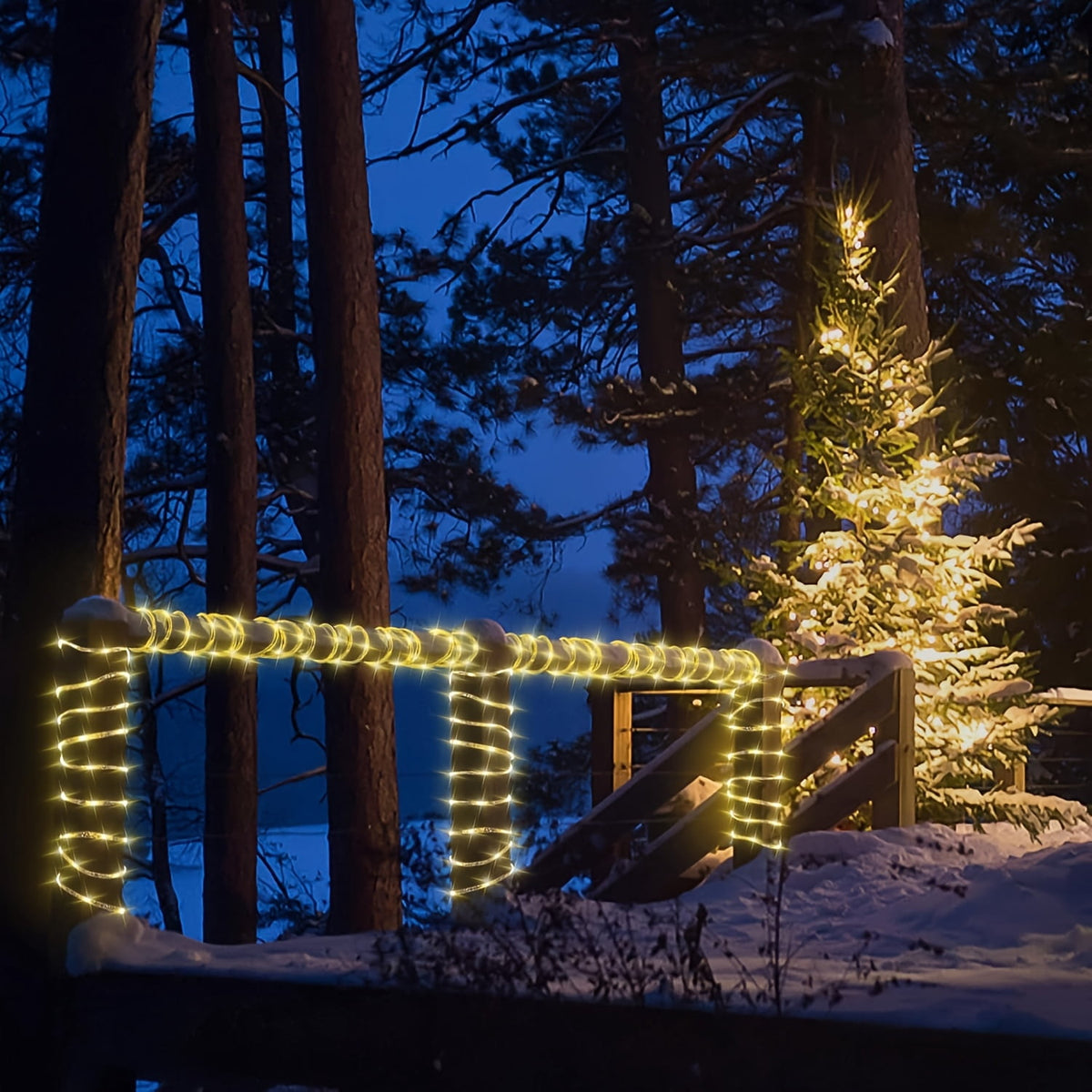 98FT 300 LED Solar Rope Lights, Multi‑Color 8 Lighting Modes, Solar Powered String Lights with 800mAh Battery & Removable Solar Panel, Outdoor Decor Light for Patio, Porch, Camping, Holiday Party