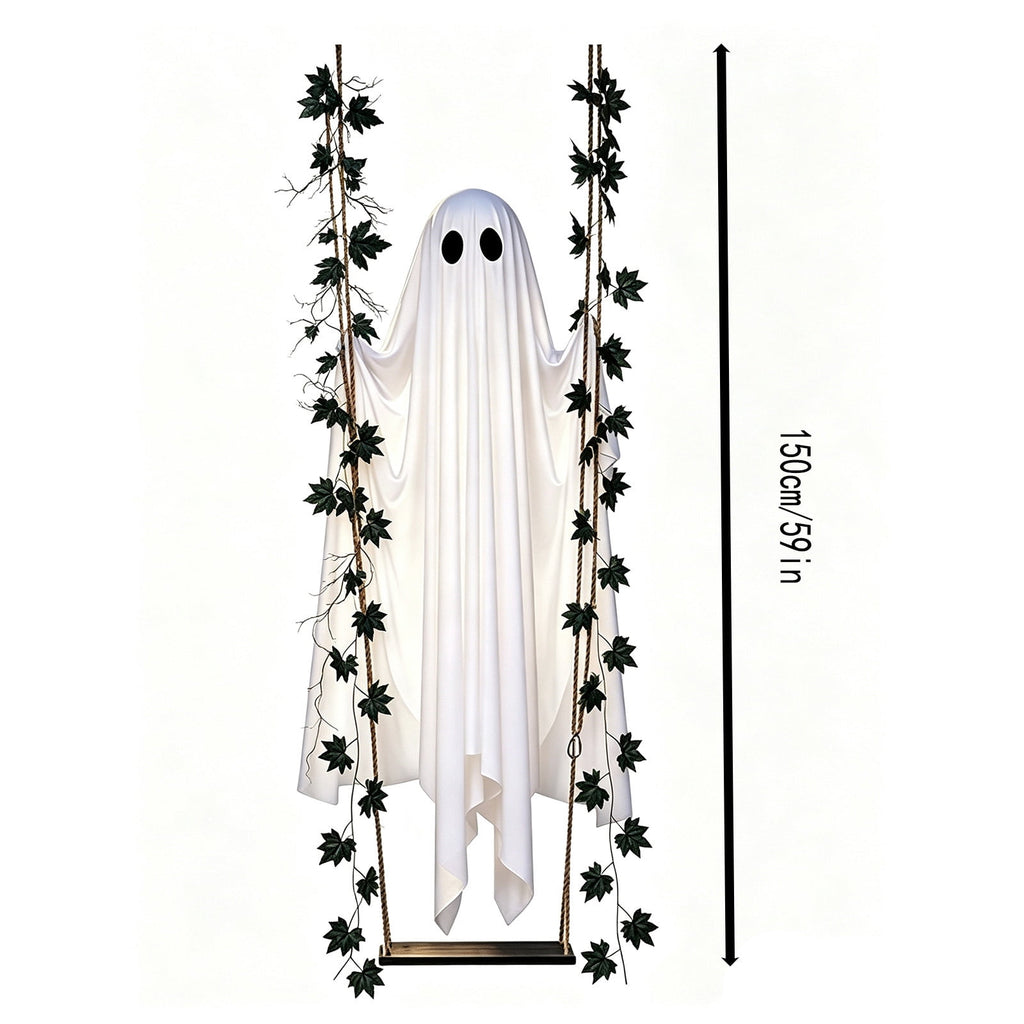 Outdoor Halloween Decorations Gaslight Ghoul, 79" Tall Hanging Skeleton Holding Street Light with Creepy Blue Eyes, Tattered Robe Ghost Decor for Yard Patio Walkway, Front Porch, Road