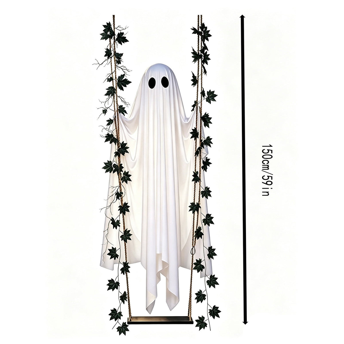Outdoor Halloween Decorations Gaslight Ghoul, 79" Tall Hanging Skeleton Holding Street Light with Creepy Blue Eyes, Tattered Robe Ghost Decor for Yard Patio Walkway, Front Porch, Road