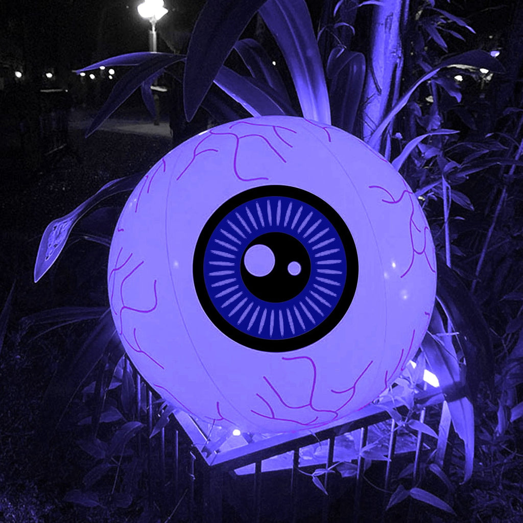Halloween Decoration Outdoor, 16 Inch RGB LED Inflatable Eyeball Decor Waterproof Remote Control Gothic Spooky Light for Tabletop Porch and Yard Seasonal Displays