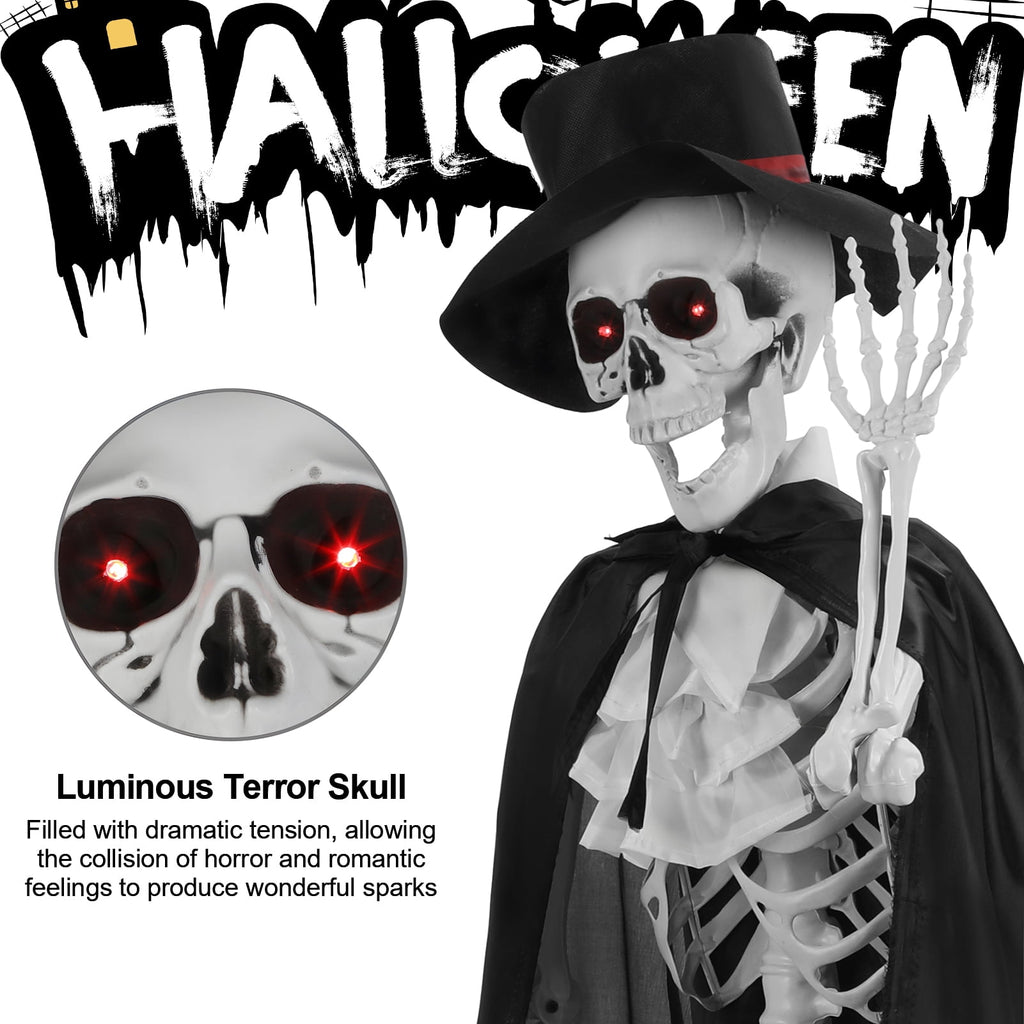 1 Pair 65" Halloween Skeleton, Life Size Full Body Bones Posable Skeleton, Halloween Bride Groom Skeleton, Simulated Skeleton with Movable Joints, Halloween Decoration-1 Pair