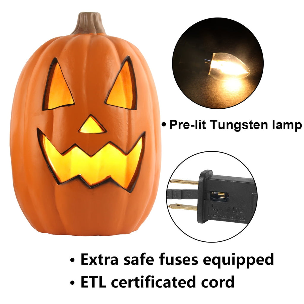 21in+12in LED Light Up Jack O Lantern Halloween Pumpkin Lights Indoor/Outdoor Holiday Festival Garden Patio Front Door Decor