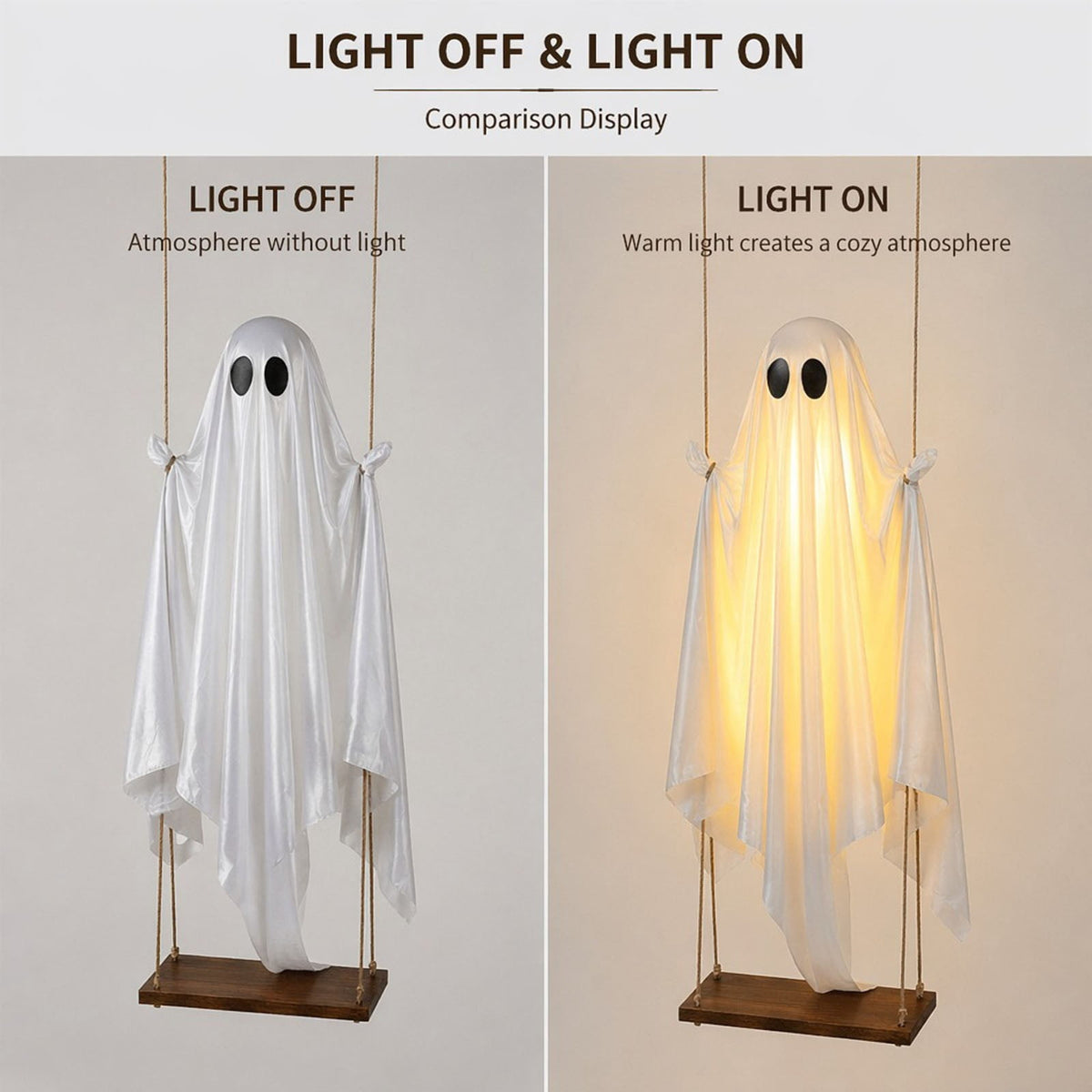 Halloween Decorations 3PC Light Up Ghost Spooky Ghost Decor with Remote for Porch Home Indoor Outdoor Garden Yard Lawn Party Decor