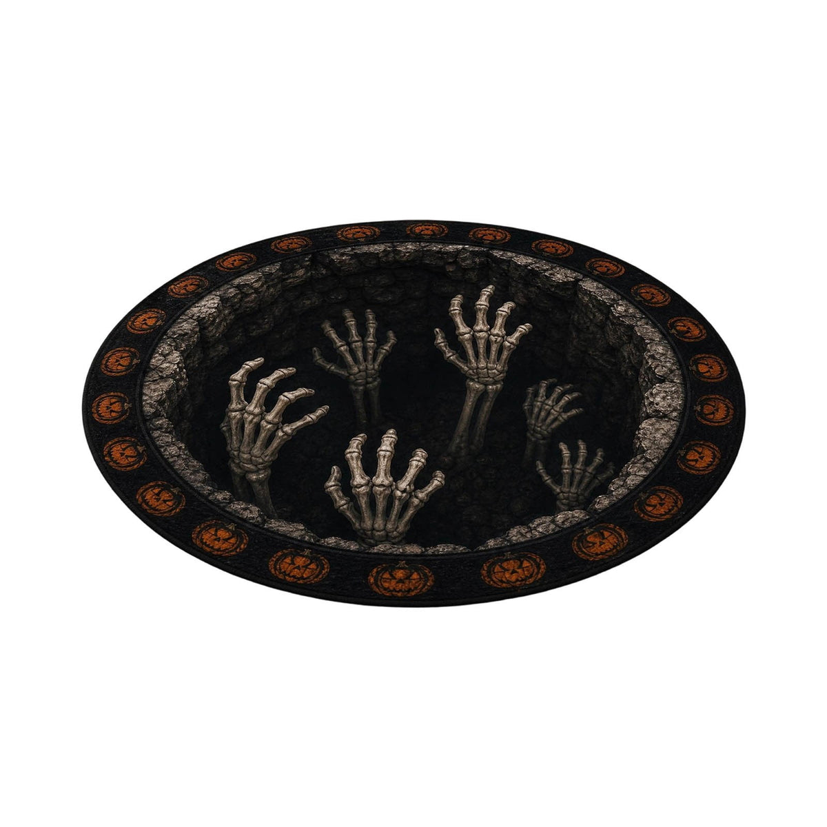 3D Visual Halloween Round Rug Non Soft Velvet Glowing Ghost Black Hole Floor Mat for Living Room Bedroom Entryway(White Purple-140cm)