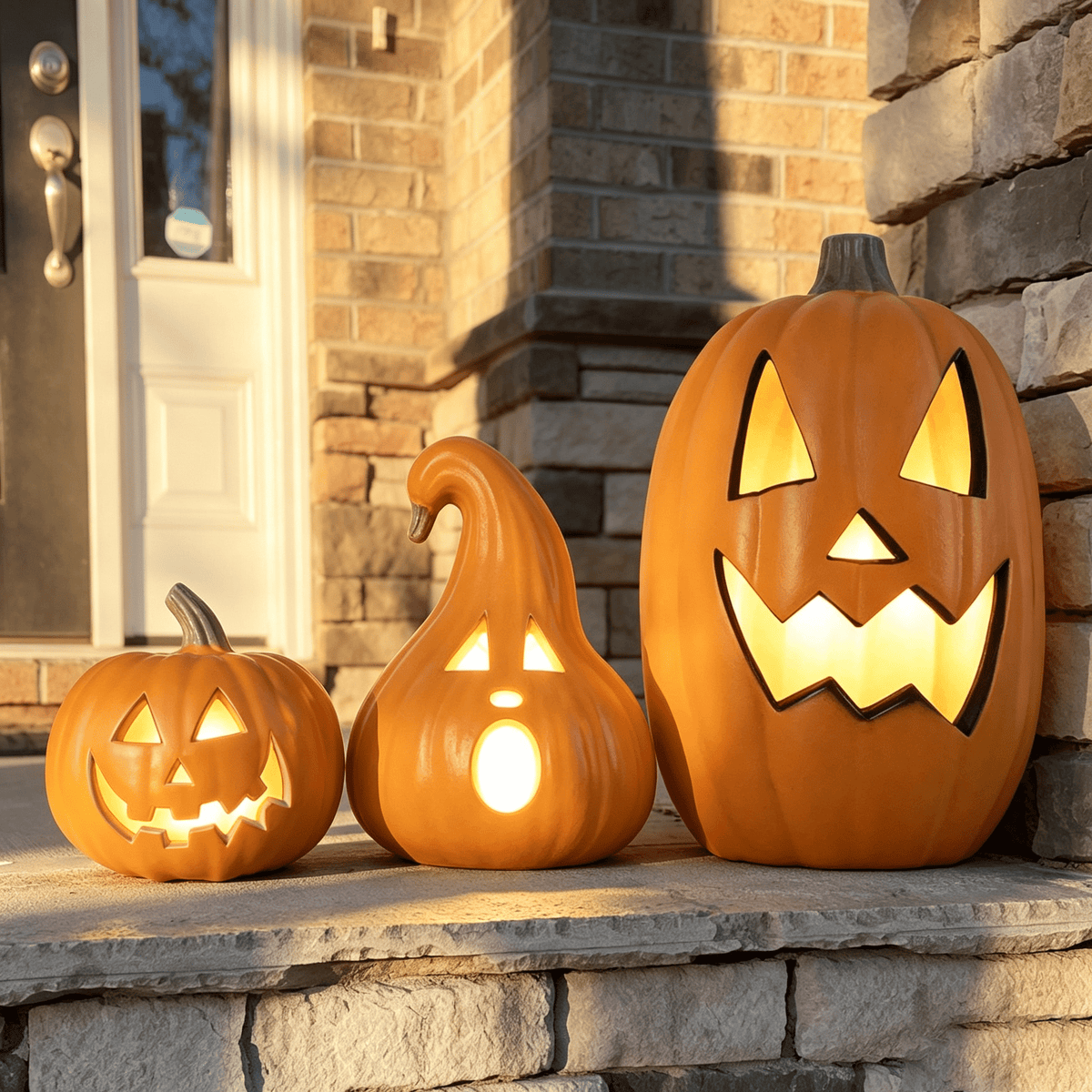 21in+12in LED Light Up Jack O Lantern Halloween Pumpkin Lights Indoor/Outdoor Holiday Festival Garden Patio Front Door Decor
