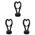 3Pcs Halloween Skeleton Heart Hands Sculpture, Resin Abstract Bone Finger Gesture Statue with Floral Ornament Base, Gothic Home Desktop Decor for Shelf, Mantel, Dressing Table and Party Display
