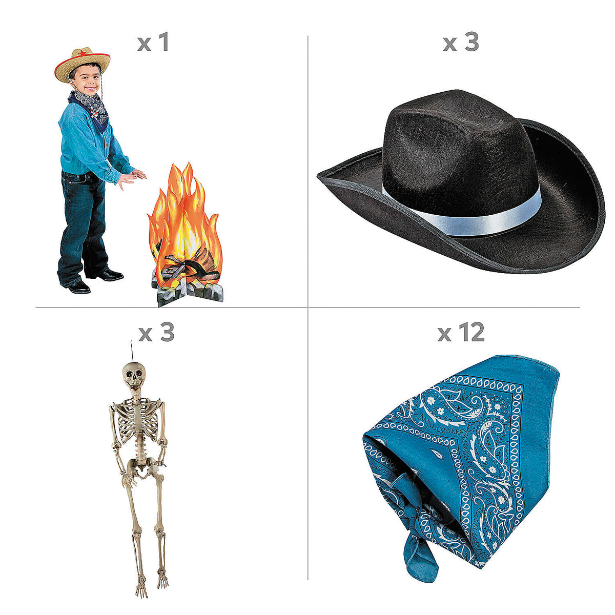 Fun Express Skeleton Cowboy Bonfire Halloween Decorating Kit - 19 Pc