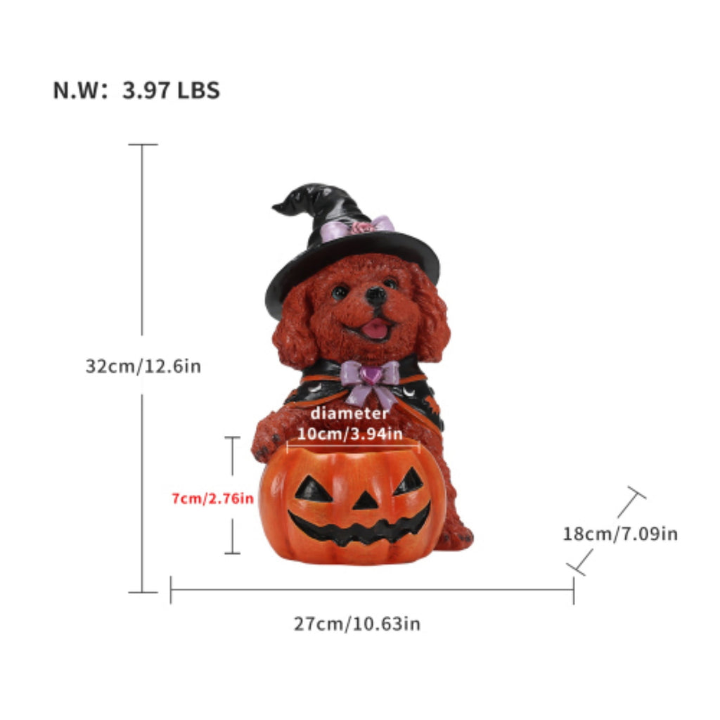 SpookHaven Halloween Jack‑O‑Lantern Pumpkin Mist Sprayer Figurine, LED Light‑Up Fogger with Witch Hat & Skull Decoration, Spooky Ornament for Tabletop Entryway Halloween Party Home Decor