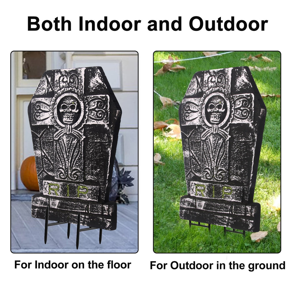 7Pack Halloween RIP Graveyard Foam Tombstones Decorations with 14 Stakes for Halloween Outdoor Yard Decoration