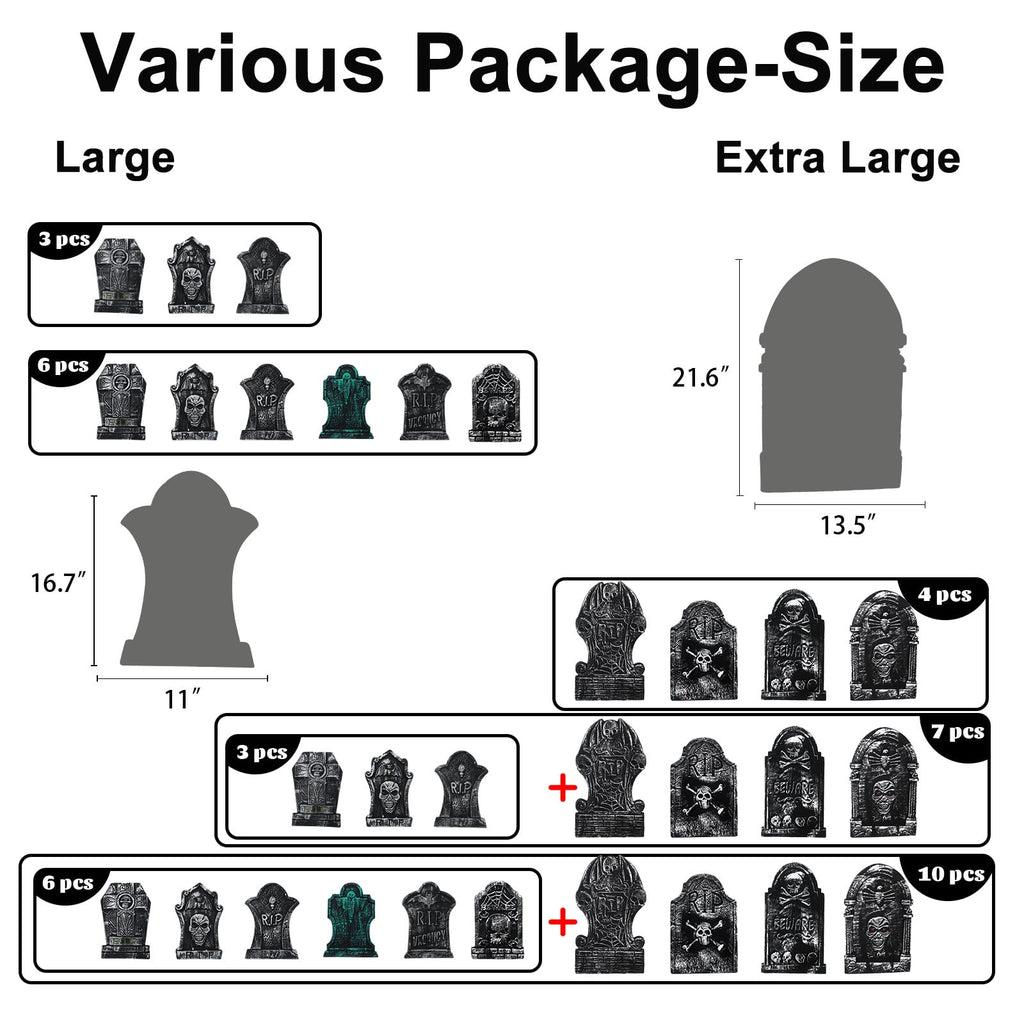 7Pack Halloween RIP Graveyard Foam Tombstones Decorations with 14 Stakes for Halloween Outdoor Yard Decoration