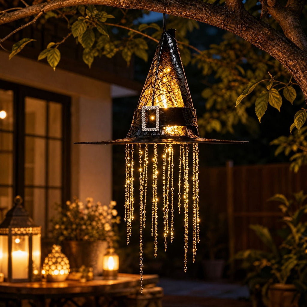 Clearance Witch Hat Halloween Light, LED Hanging Witch Hat Decoration,Battery Operated Spooky Lamp for Indoor Outdoor Party, Porch, Mantel Decor