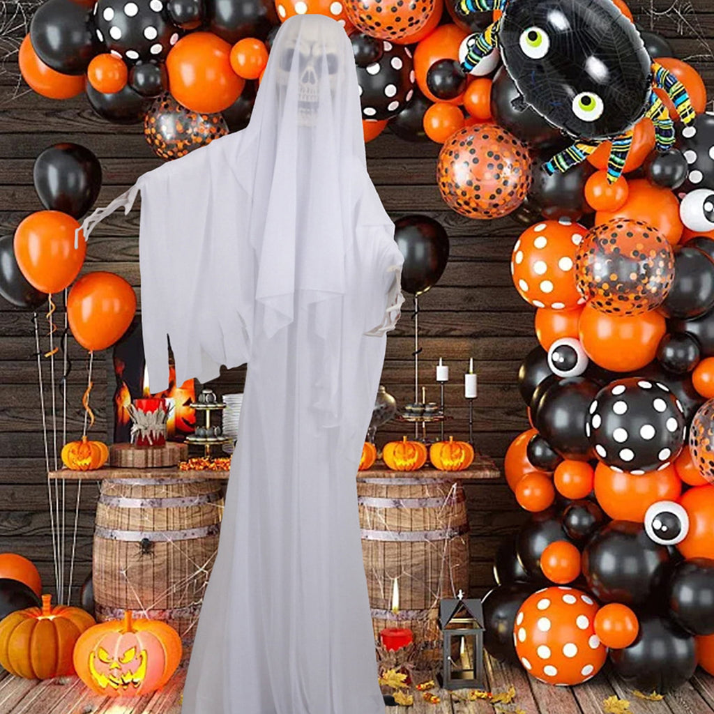 Scary Ghost Bride Halloween Ornament with Sound, Battery Operated Animated Skeleton Decoration for Haunted House Prop