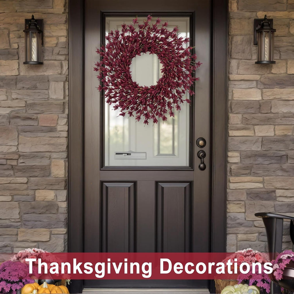 26 Inch Realistic Fall Wreaths for Front Door Outside Autumn Wreath Outdoor Indoors Fall Decorations for Home Thanksgiving Halloween Holiday Decorations Clearance for Wall Porch Door (Wheat)