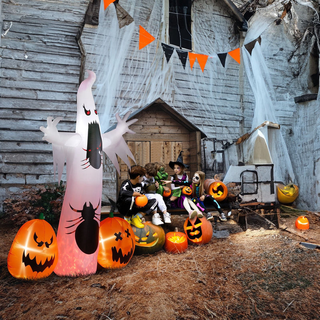 11.8FT Halloween Inflatable Ghost Spider Pumpkin Decoration with LED Lights for Yard Garden Party