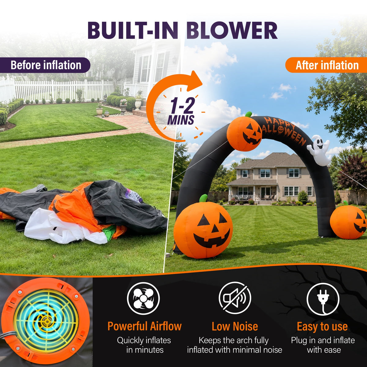 Wellcomer 20FT Inflatable Halloween Arch with LED Lights for Outdoor Decoration