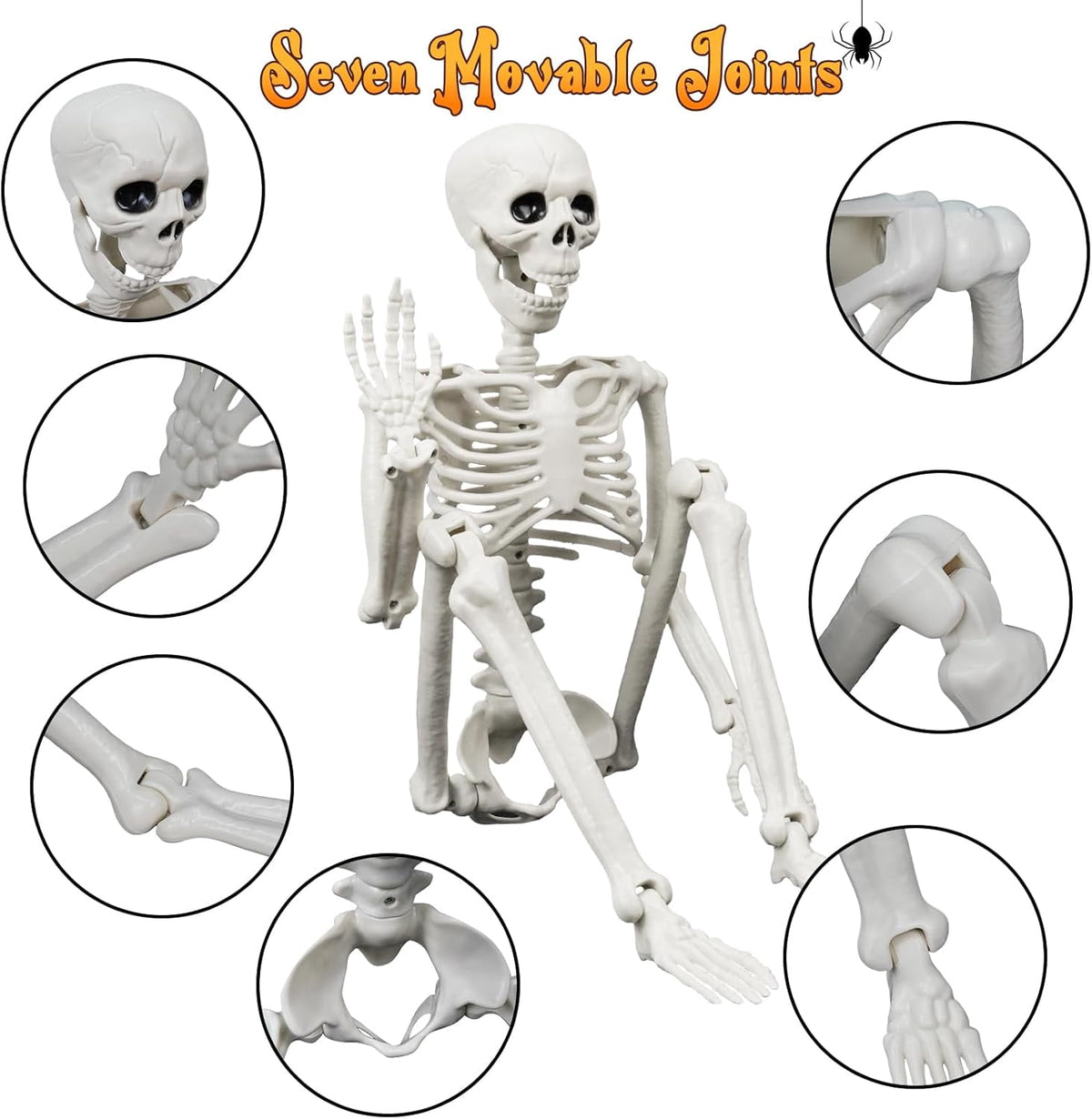 Lighted Human & Dog Skeleton Halloween Decorations Outdoor/Indoor - 36 Inch Realistic Full Body Movable Posable Skeleton Spooky Halloween Decor for Garden Yard Porch Party Haunted Graveyard