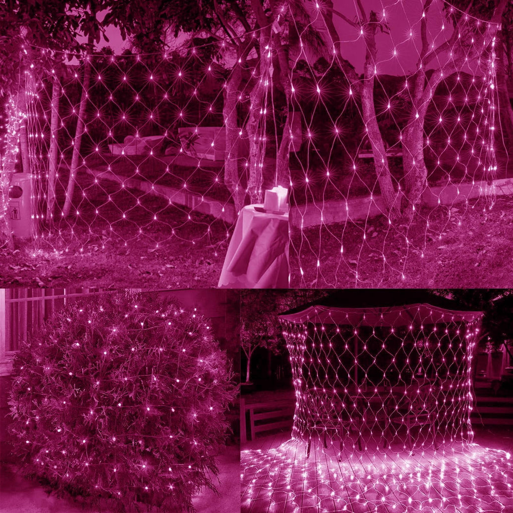 Garden Net Lights- Battery Operated 672 LED Waterproof Net Mesh Lights with 8 Modes- 6x4M Fairy String Lights for Outdoor Indoor Christmas Tree- Bush- Backyard- Garden- Party Décor.