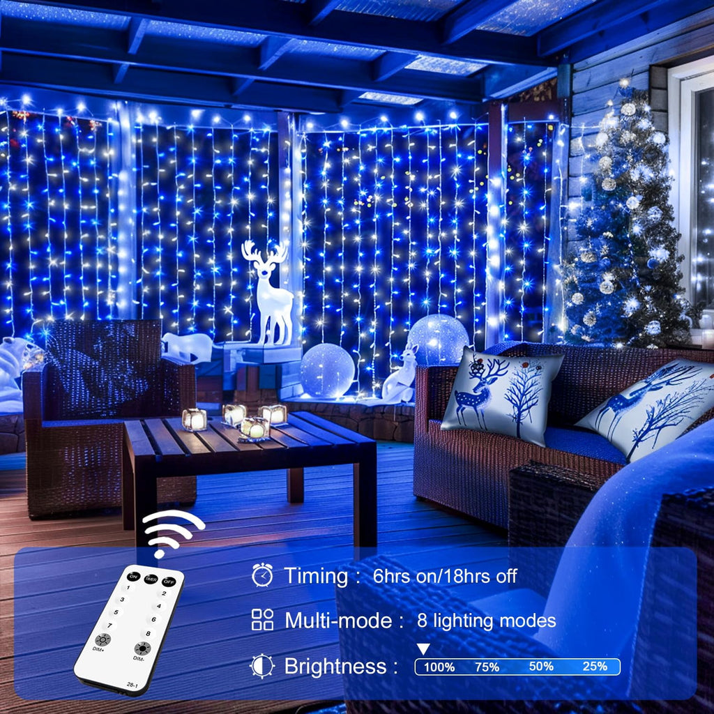 9.5x29.5ft Curtain Lights 900 LED White Indoor Outdoor Decor