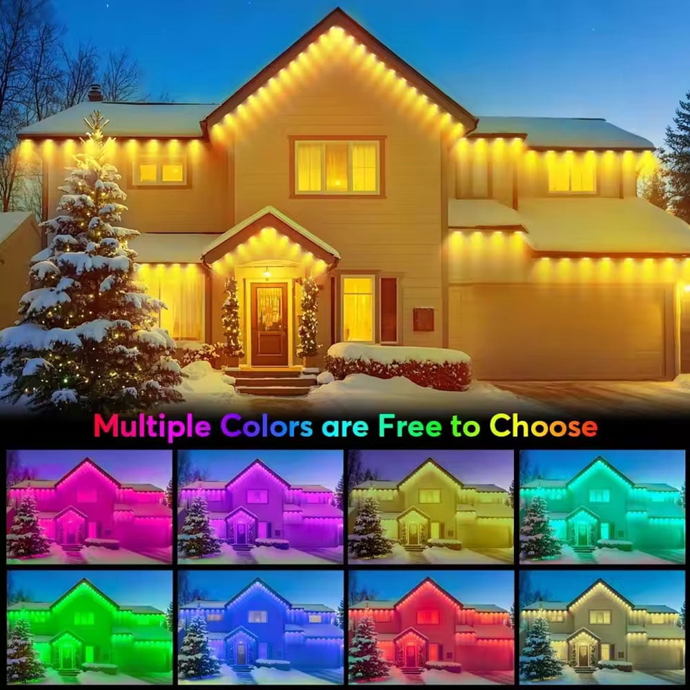 VIVIHEYDAY Permanent Outdoor Lights 100ft, Smart RGB App Remote Control Outdoor Lights with 60 LEDs, LED Eaves Lights IP67 Waterproof, House Roof Outdoor Lighting for Party, Halloween, Christmas