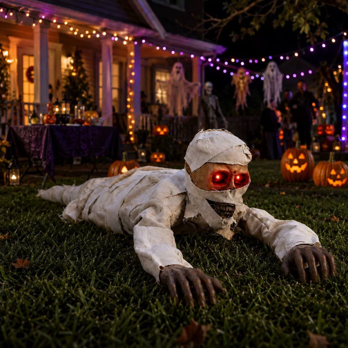 Roiihwy Halloween Decor 45" Crawling Zombie - Animated Skeleton Decorations with Sound Activated, Creepy Voice, Spooky Skull head, Light Up Eyes, Scary Move, Haunted Horror Prop for Indoor, Outdoor