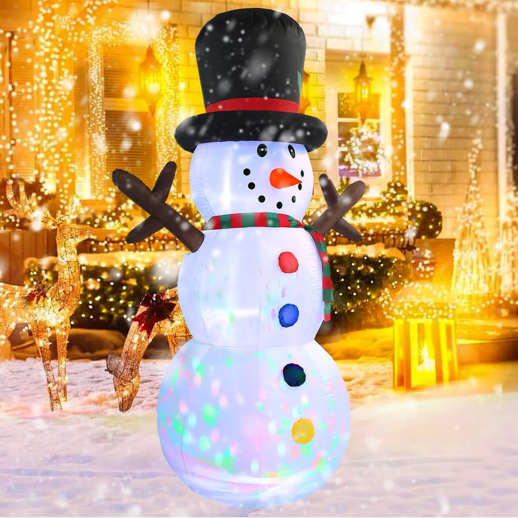 8FT Christmas Inflatable Snowman, Built-in light up for Indoor Outdoor Decoration Xmas Party Decor