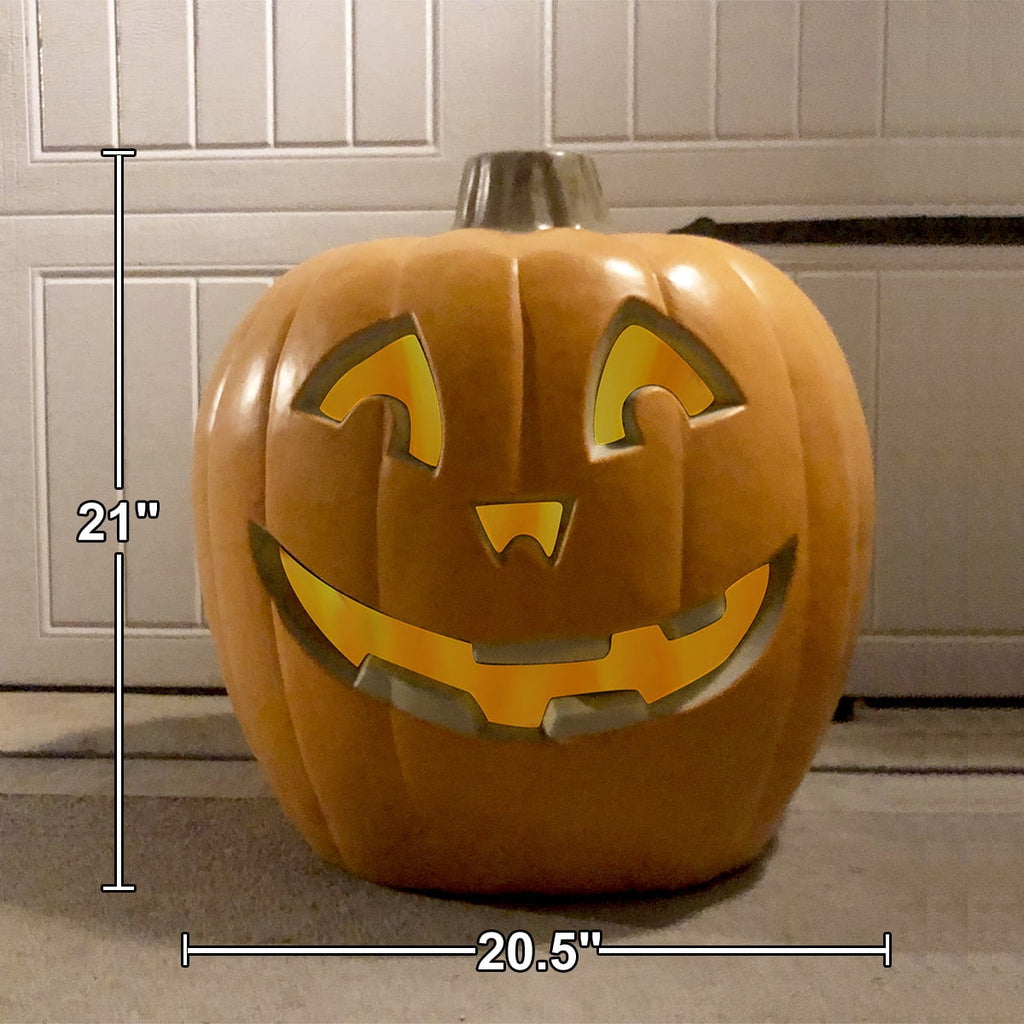Gamexcel 21" LED Light-Up Jack O Lantern, Pre-lit Halloween Plastic Pumpkin Lights for Indoor/Outdoor Decoration - Angry Face