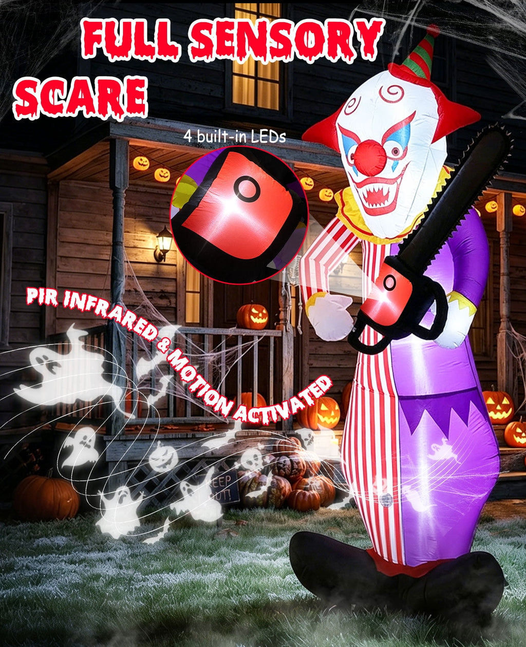 Areker 12ft Halloween Inflatable Grim Reaper, 7 Modes 3D Flame Lights Spooky Blow up Yard Decor, Waterproof & Easy Setup Halloween Ghost for Garden Patio Lawn