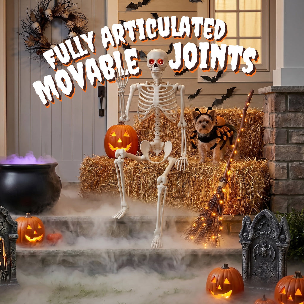Ayieyill 5.4ft Halloween Skeleton Decorations, Weathered Posable Skeleton Decor for Halloween Decorations Outdoor Indoor