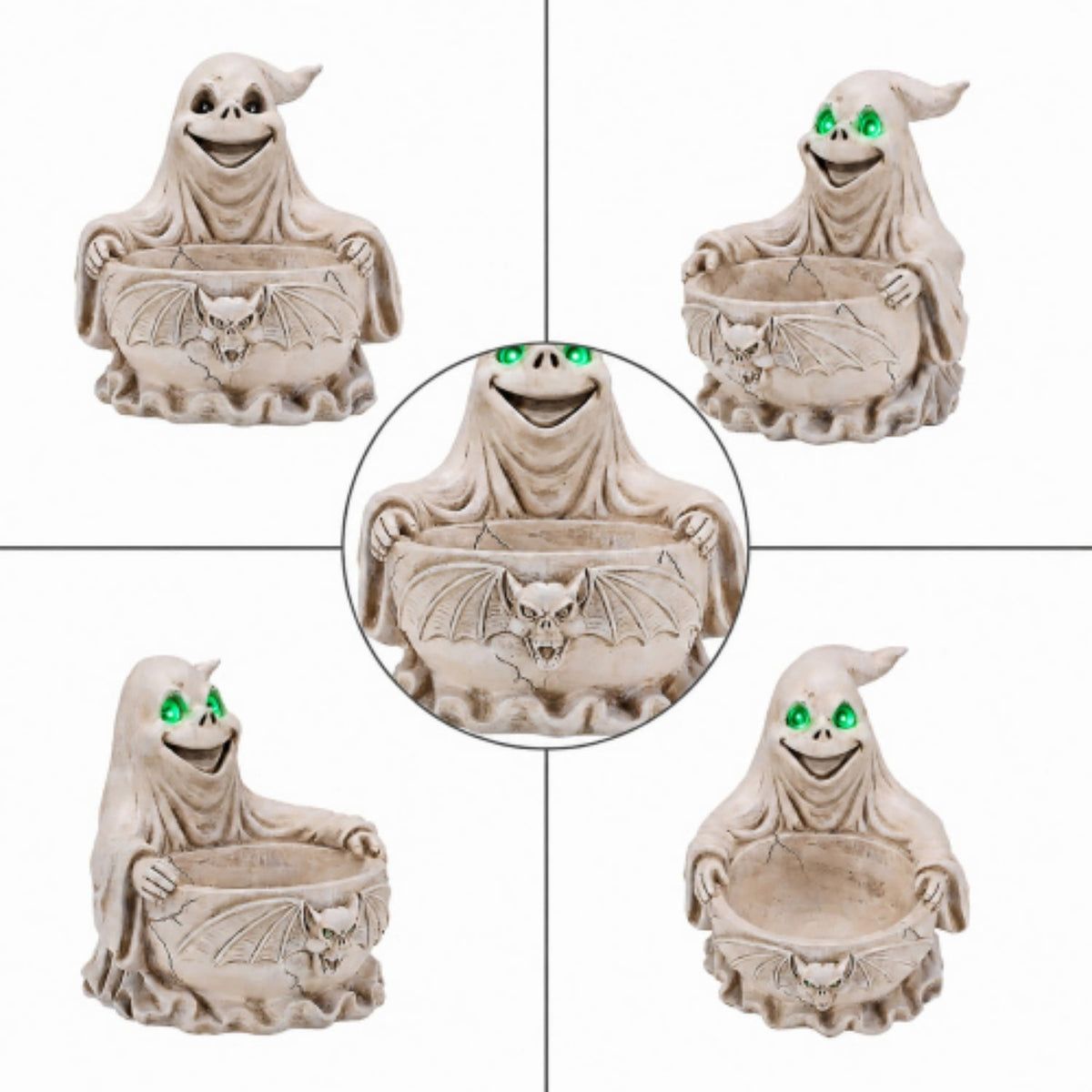 SpookHaven Halloween Jack‑O‑Lantern Pumpkin Mist Sprayer Figurine, LED Light‑Up Fogger with Witch Hat & Skull Decoration, Spooky Ornament for Tabletop Entryway Halloween Party Home Decor