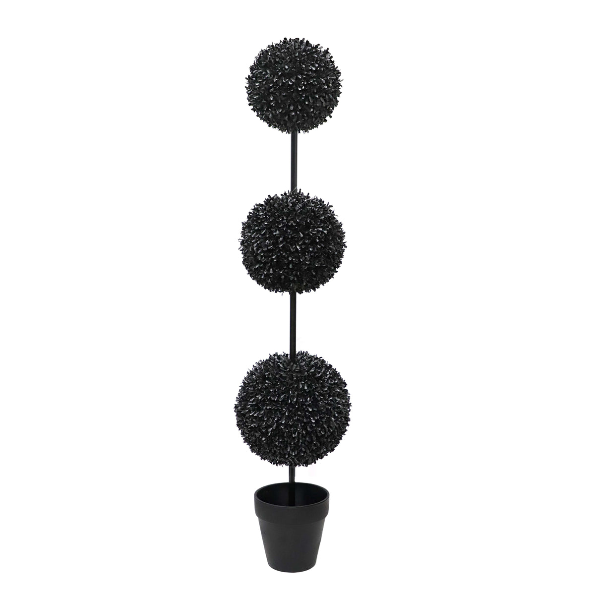 My Texas House Halloween Artificial 3-Ball Topiary, Black, 4'