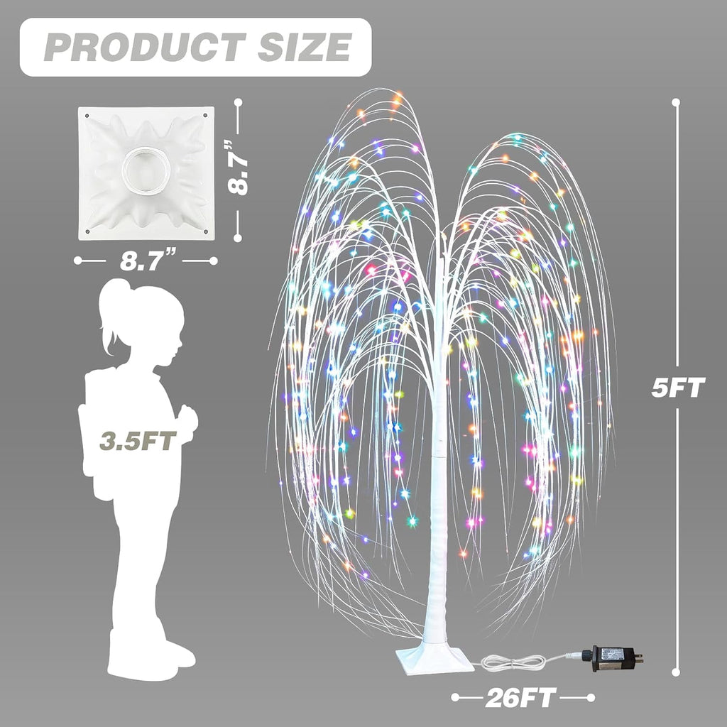 5FT Lighted Weeping Willow Tree, 216 LED, 32 Colors for Party, Home, Garden, Wedding, Christmas, Halloween